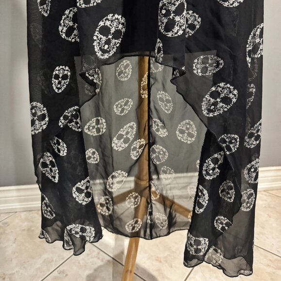 black strapless high-low maxi dress with skull print ~ goth - Picture 5 of 6